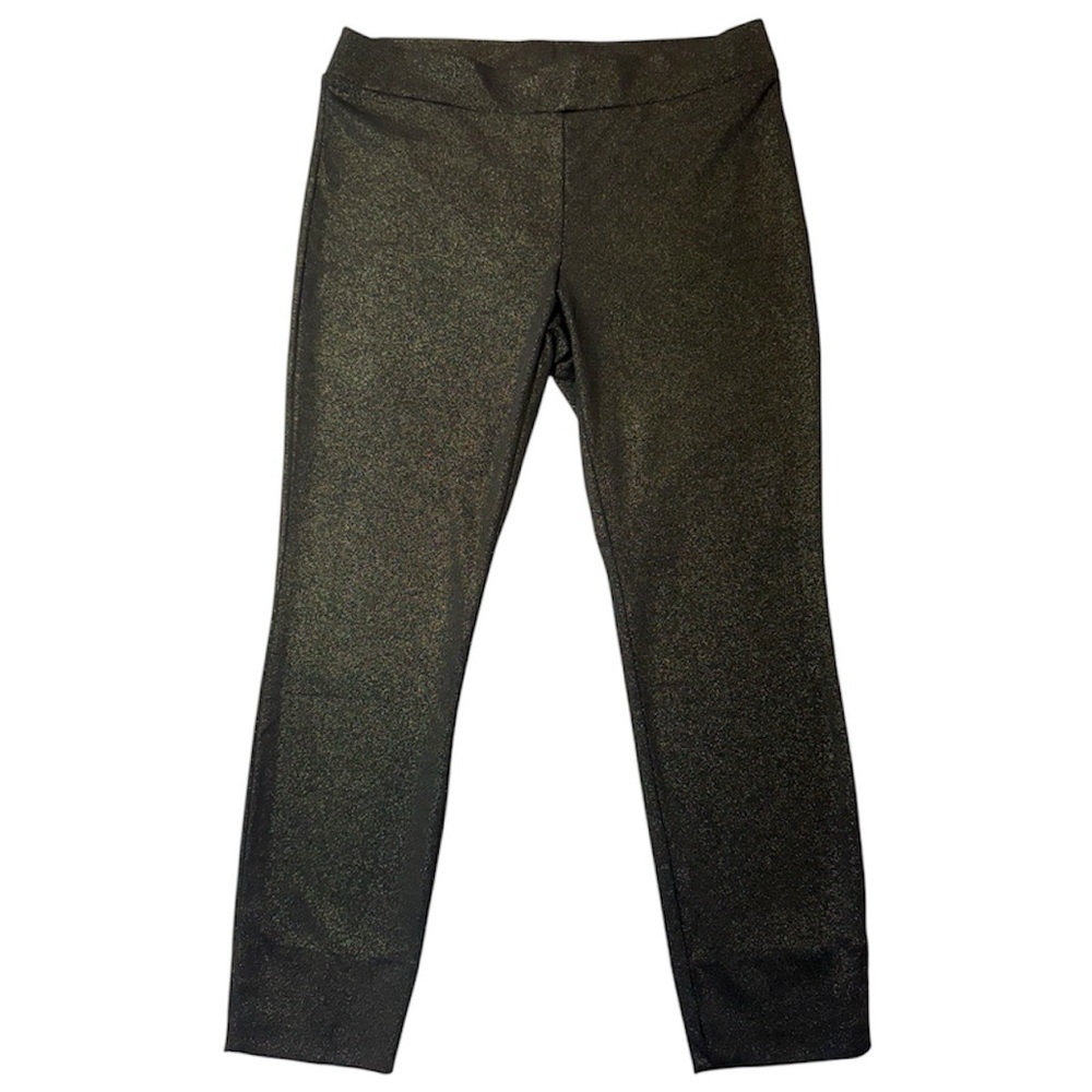 ECI New York Black Gold Shimmer Ankle Pants Stretch Large